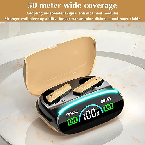 Miniatura 4 de Auriculares inalámbricos Bluetooth Bluetooth con pantalla digital grande y táctil deportivo, auriculares Bluetooth de grano de madera, auriculares