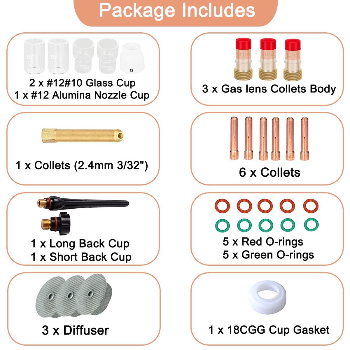 40-teiliges Schweißverbrauchsmaterial-Set Für WP17/18/26