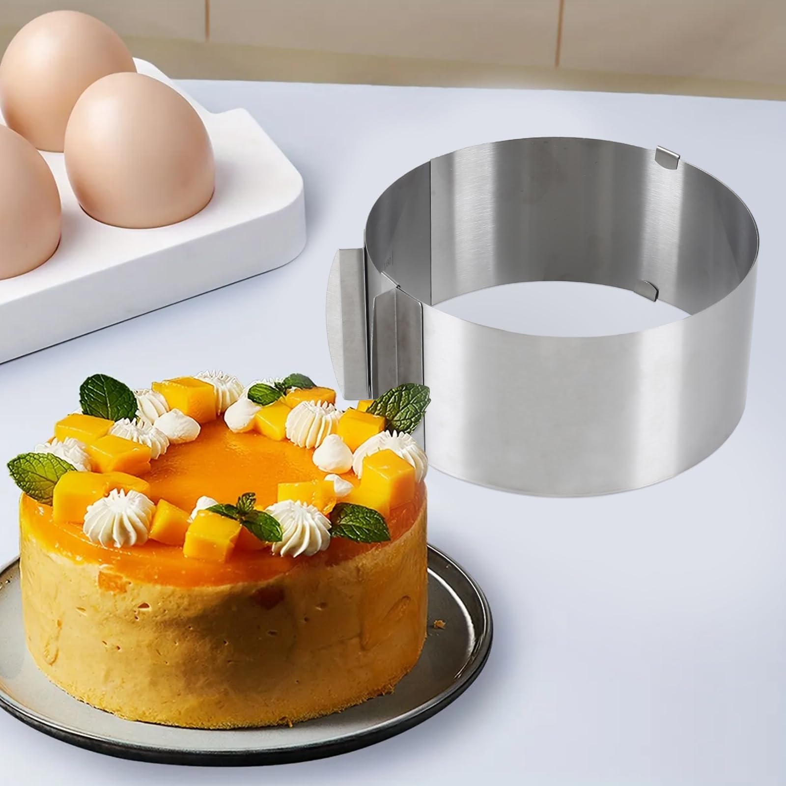 Anello Regolabile Per Torte In Acciaio Inox - 6-12 Pollici, Alto 8 Cm, Per Dolci E Pasticceria - Foto 11