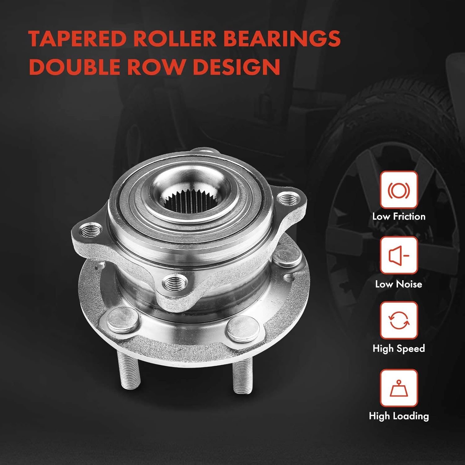 A-Premium Pair [2] Front CV Axle Shaft & Pair [2] Front Wheel Bearing and Hub Assembly Compatible with Hyundai Santa Fe 2007-2009 V6 3.3L Automatic Transmission 5-Lug Replace # 495000W360, 495000W610