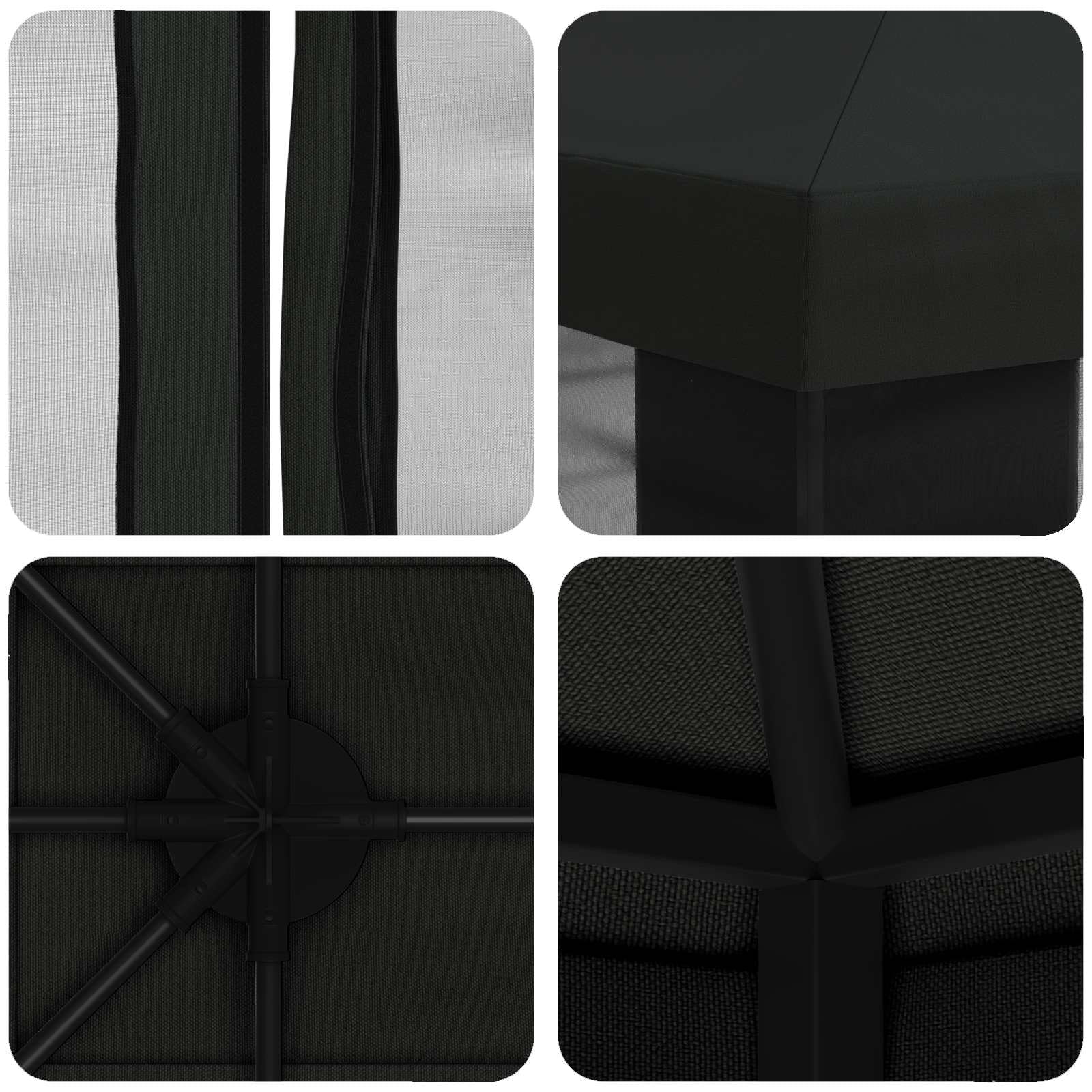 Gazebo avec Murs latéraux 4 x 3 m Noir en Polyester et Acier, abri extérieur Robuste pour Jardin terrasse Patio, Protection Solaire et Pluie, idéal pour Camping, Barbecue et réceptions