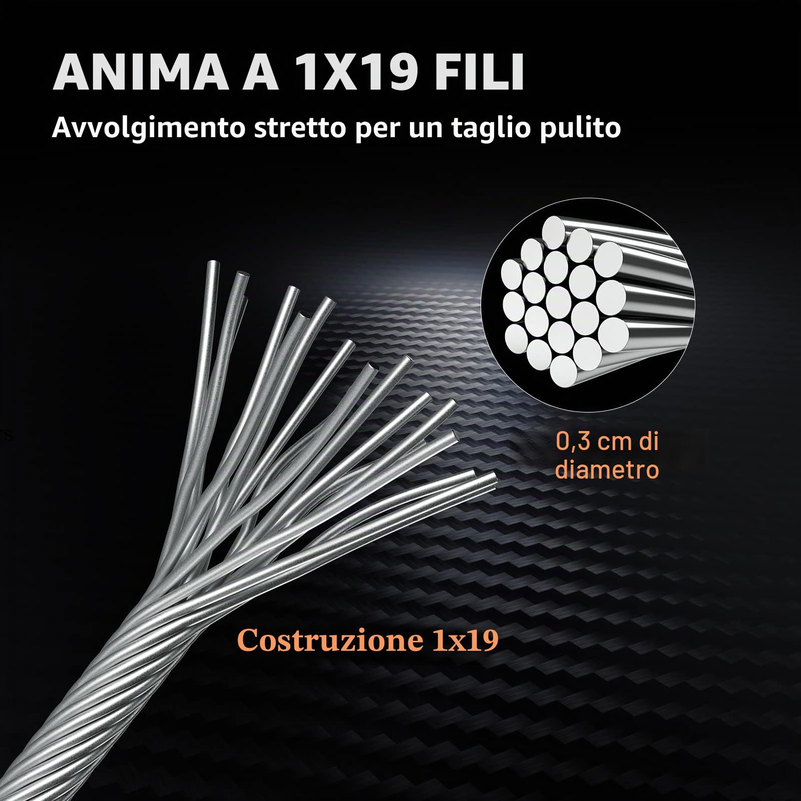 VEVOR Cavo in Acciaio Inossidabile T316 da 150M, Fune Metallica per Cavo Forza di 1T, Corda a Filo da 1x19 Costruzione per Sartiame, Sollevamento, Spinta, Trazione e Trasporto in Energia e Industria