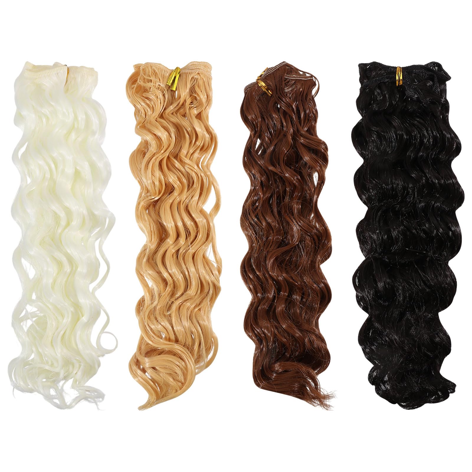 Perruque bouclée poupée 20cm FREEBLOSS, 4 mèches de cheveux de 1m pour loisirs créatifs