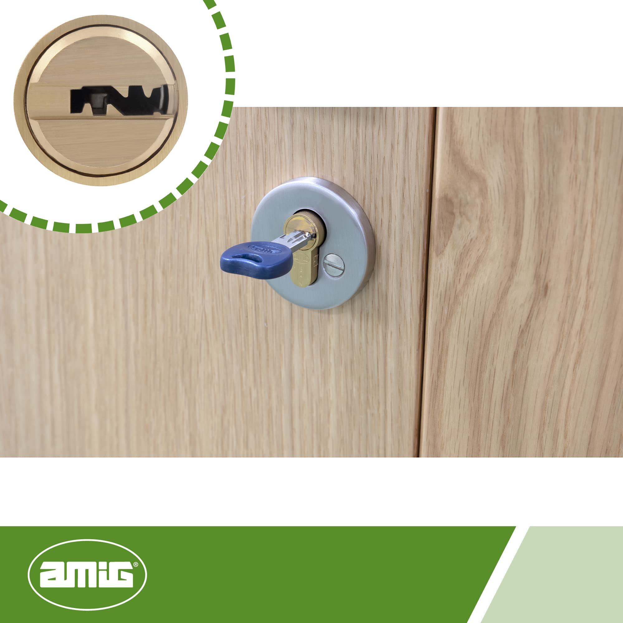 Amig - Serratura e cilindro multipunto | Sicurezza per porte in ferro | Scrocco elettrico per porta | Oro, 62 (31-31), Metallo