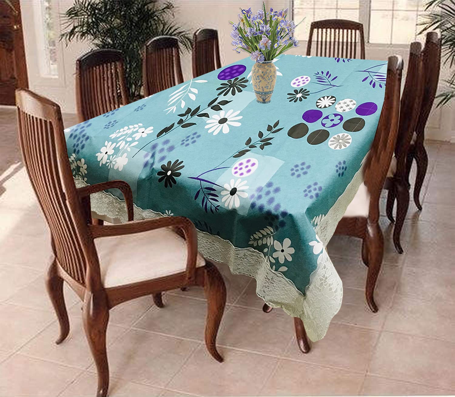 Homerz Premium Dining Table Cover for 6 to 8 Seater, 60 x 90 inch Size, Waterproof and Dustproof (Smooth sea Green, 60x90 inch- 6-8 Seater)