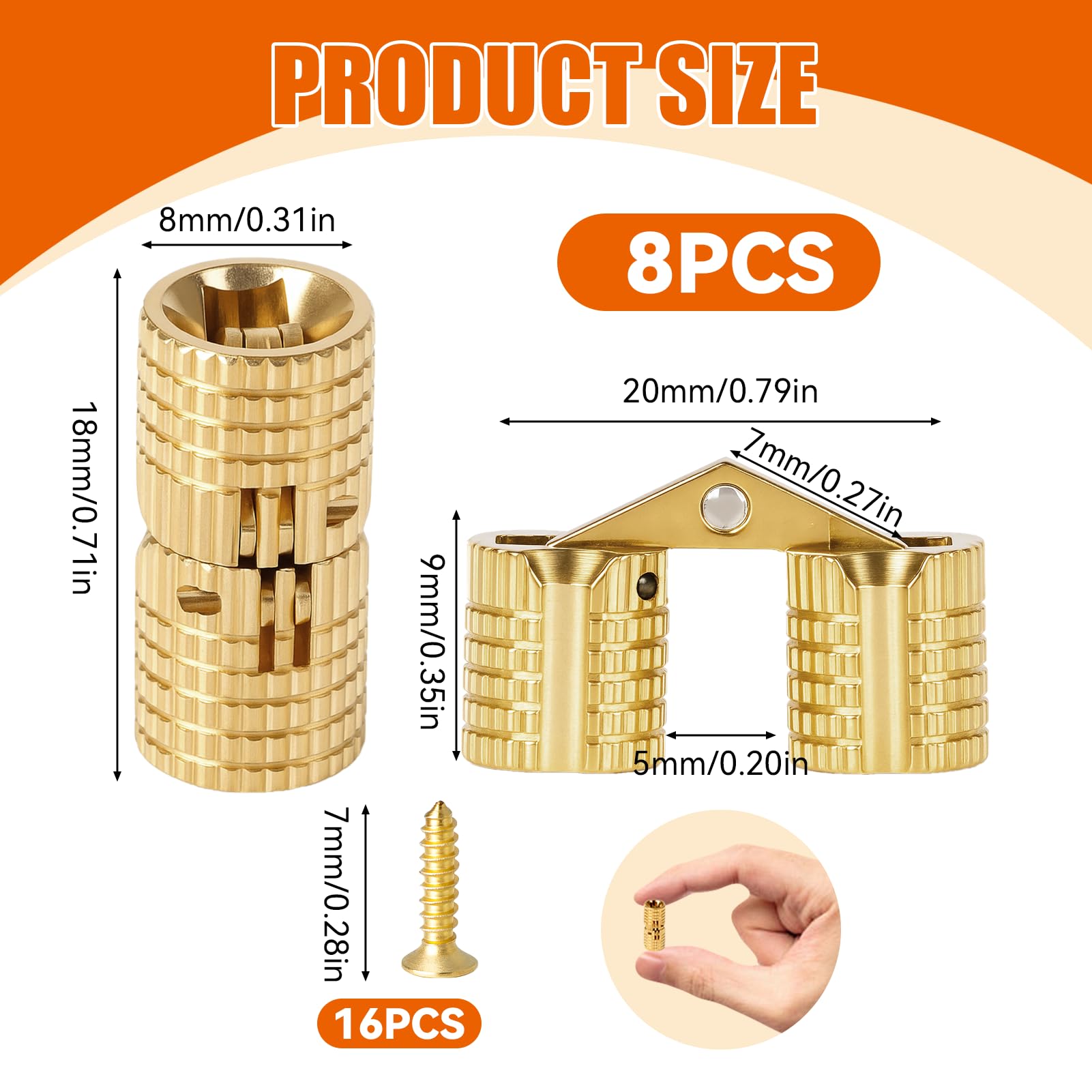 Hidden Brass Barrel Hinges - Concealed Design -2