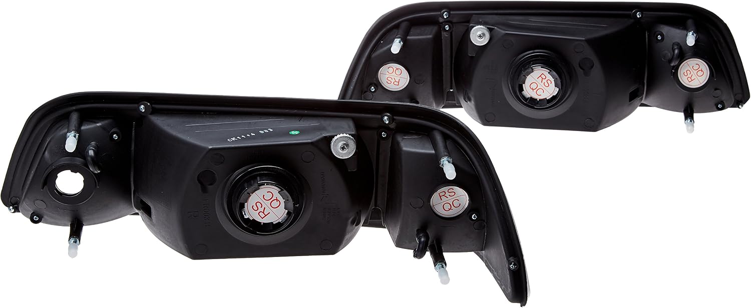 Headlights With Corner Lamps 1 Piece Design in Black Housing Made For And Compatible With Ford Mustang LX GT 1987 - 1993