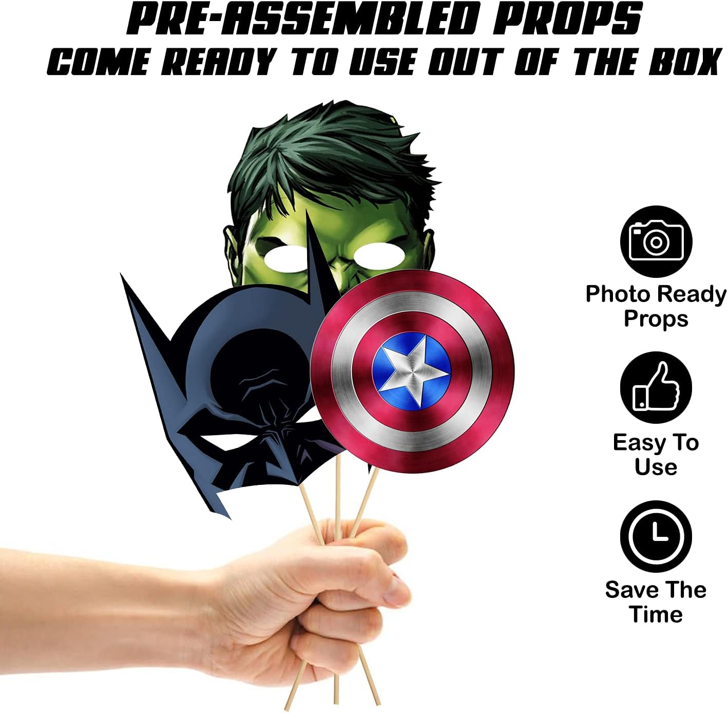 Samyuktha 28 Pcs Super Heros Photo Booth Props, Superhero Photo Booth Props Photo Booth Props Kids Super Heroes