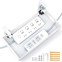 Vista 7 de Bandeja grande de gestión de cables para debajo del escritorio - Organizador de cables de metal resistente sin necesidad de perforación
