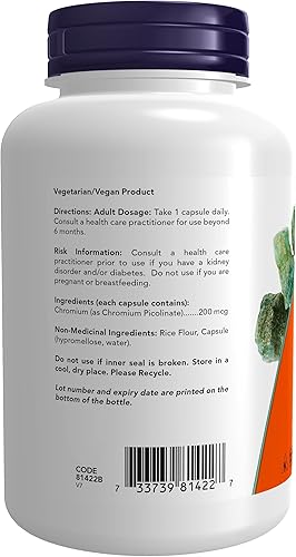 Miniatura 3 de Picolinato de cromo Now Foods, 0,000007 oz, 1422, 250, 1, 1