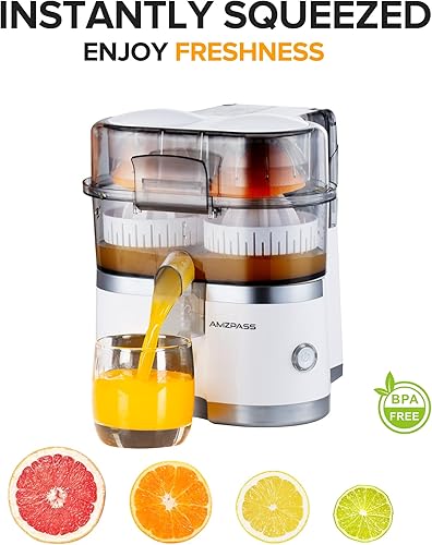 Miniatura 8 de Exprimidor eléctrico de doble cabezal, exprimidor de cítricos con cable de alimentación y cepillo de limpieza, máquina exprimidora automática de 1