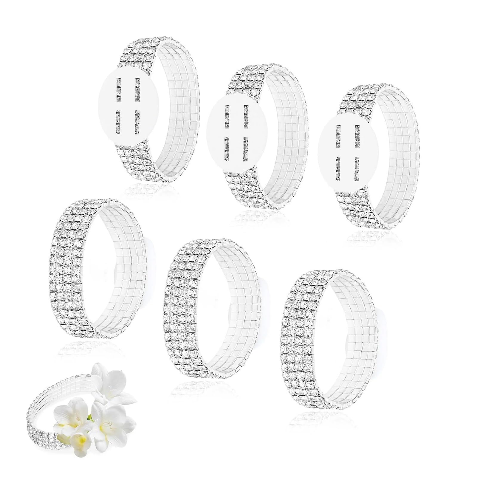 Hzomif Two-Tone Artificial Rose Wrist Corsage 10pc Wrist Corsage Bracelets, Elastic Corsage Wristlet Band Rhinestone Wedding Accessories for Party Prom DIY Handmade Supplies