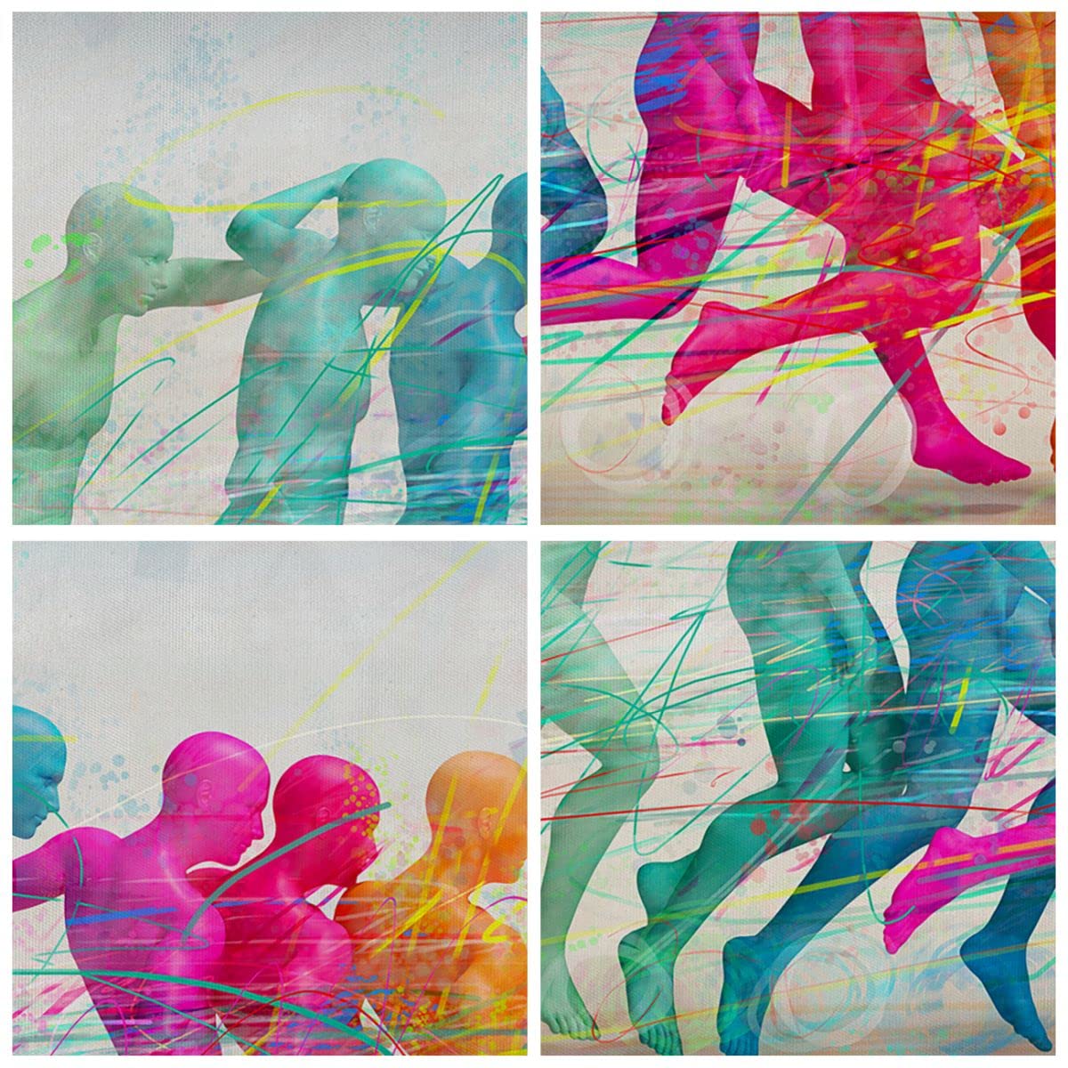 Moderne Impression Sur Toile 70x70cm Image Tableau Decoration Murale Athlète Sprinter Sport Coureur Grand Tableaux Decoratifs Muraux Chambre Carré Deco Cadre Décoration Salon Art Wall AC70x70-2802