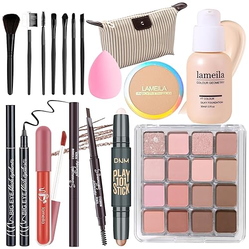 Miniatura 8 de Kit completo de maquillaje para niñas, adolescentes y mujeres, juego de regalo de maquillaje, incluye sombra de ojos, base, barra de contador,