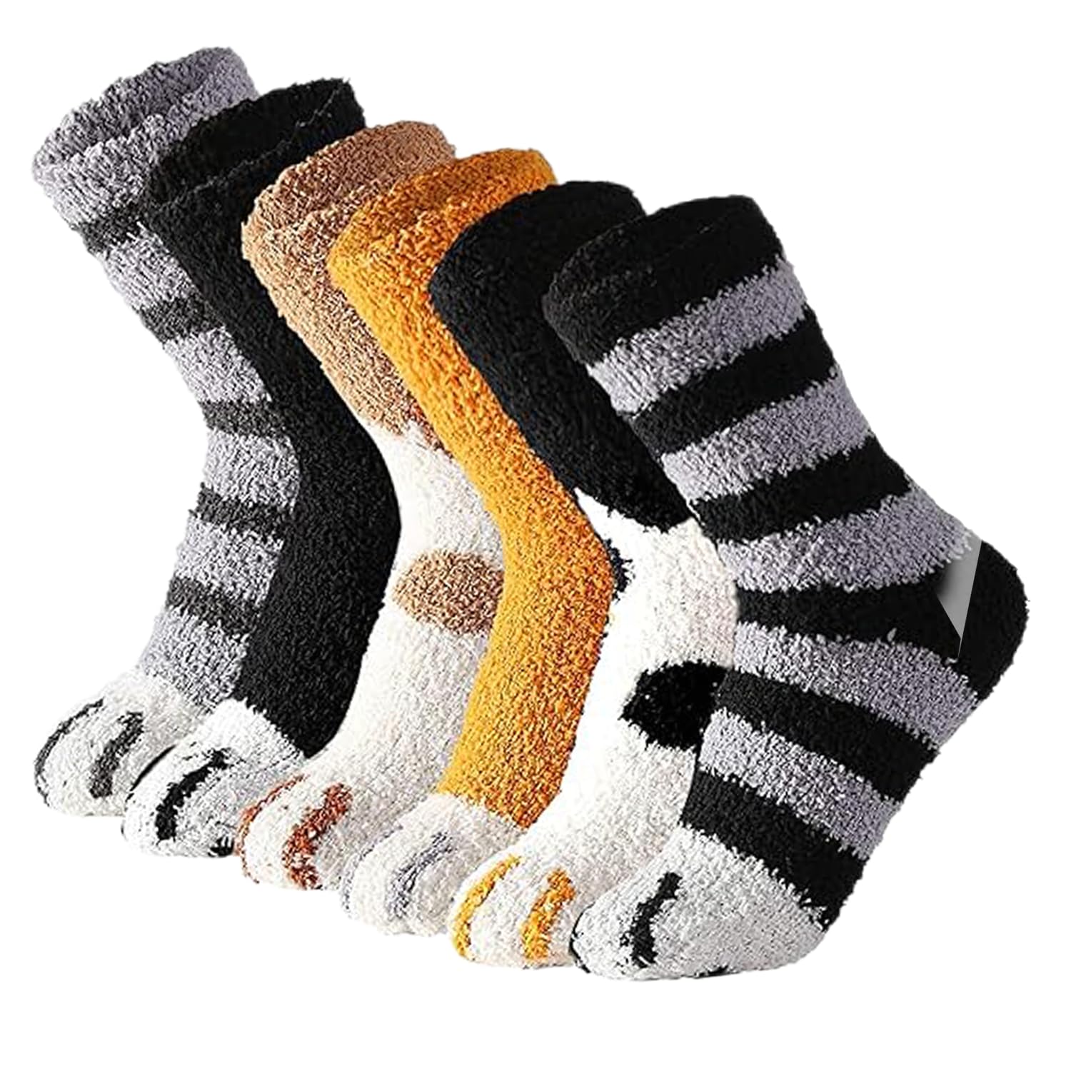 6 Paia Calzini Gatto Donna - In Cotone Morbido, Motivi Zampa Di Gatto, Per Casa E Outdoor - Foto 10