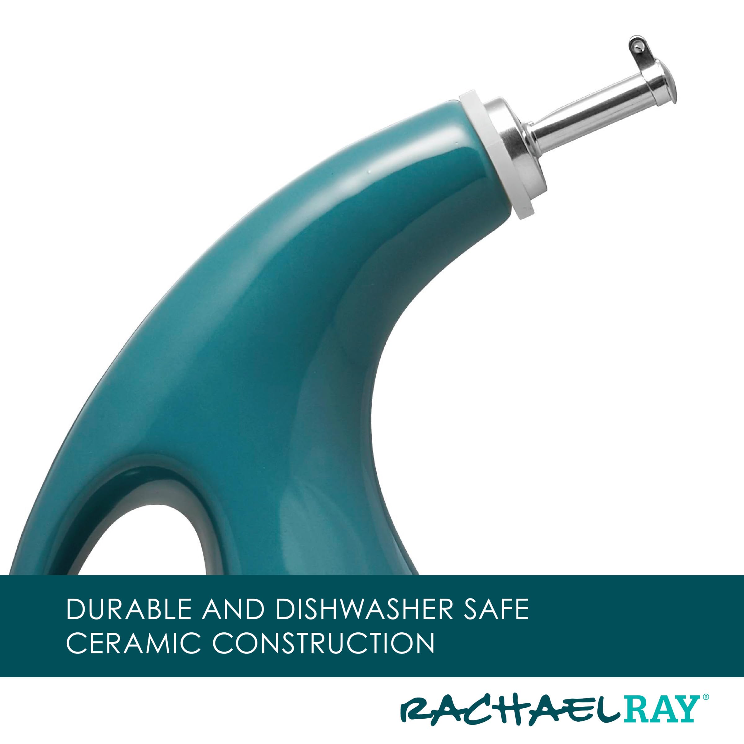 Rachael Ray Ceramics AOVE Botella dispensadora de aceite y vinagre, 24 onzas, turquesa