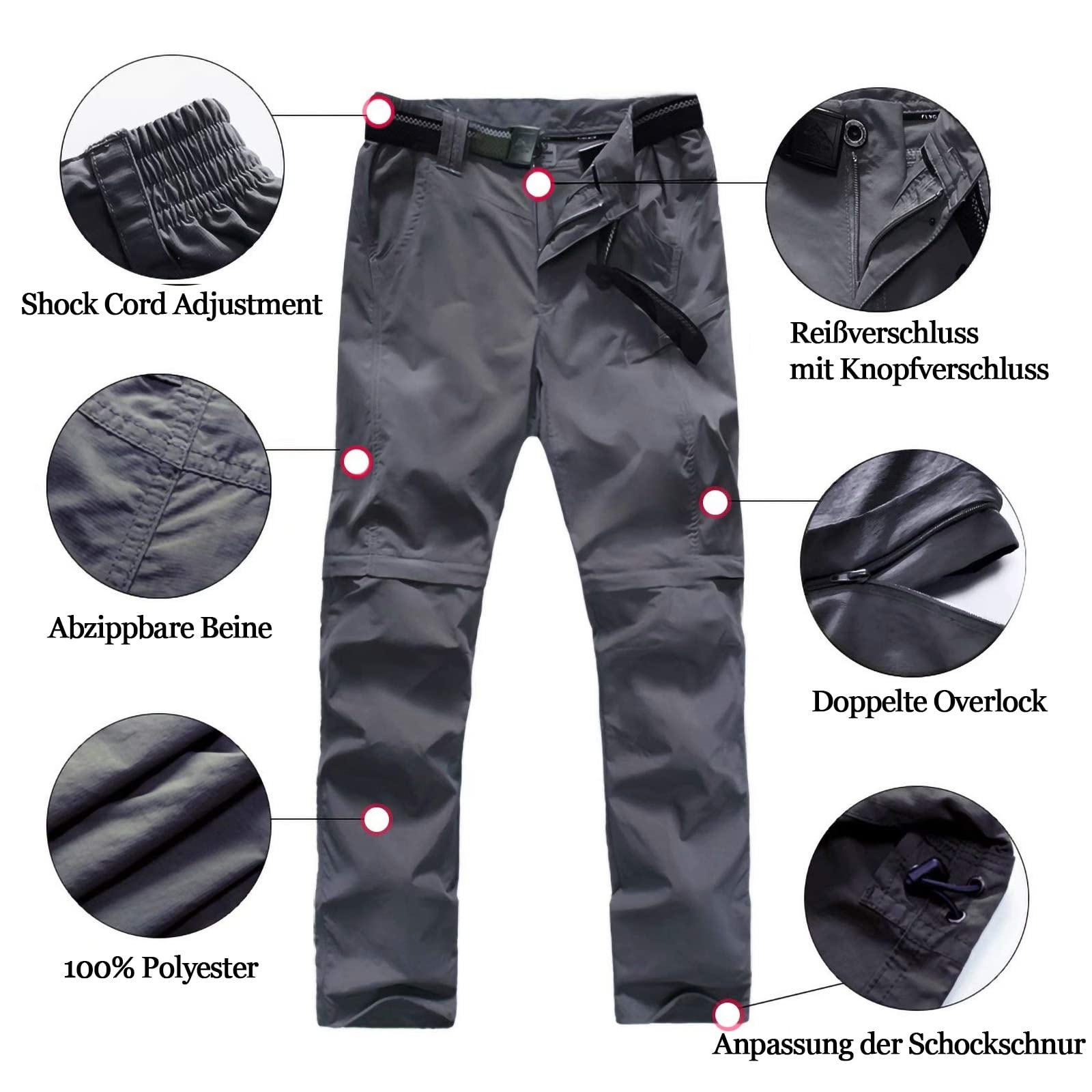 Pantalon de randonnée convertible pour garçon, léger, séchage rapide, fermeture éclair, pour enfants, jeunes, extérieur UPF 50+ pantalon cargo décontracté