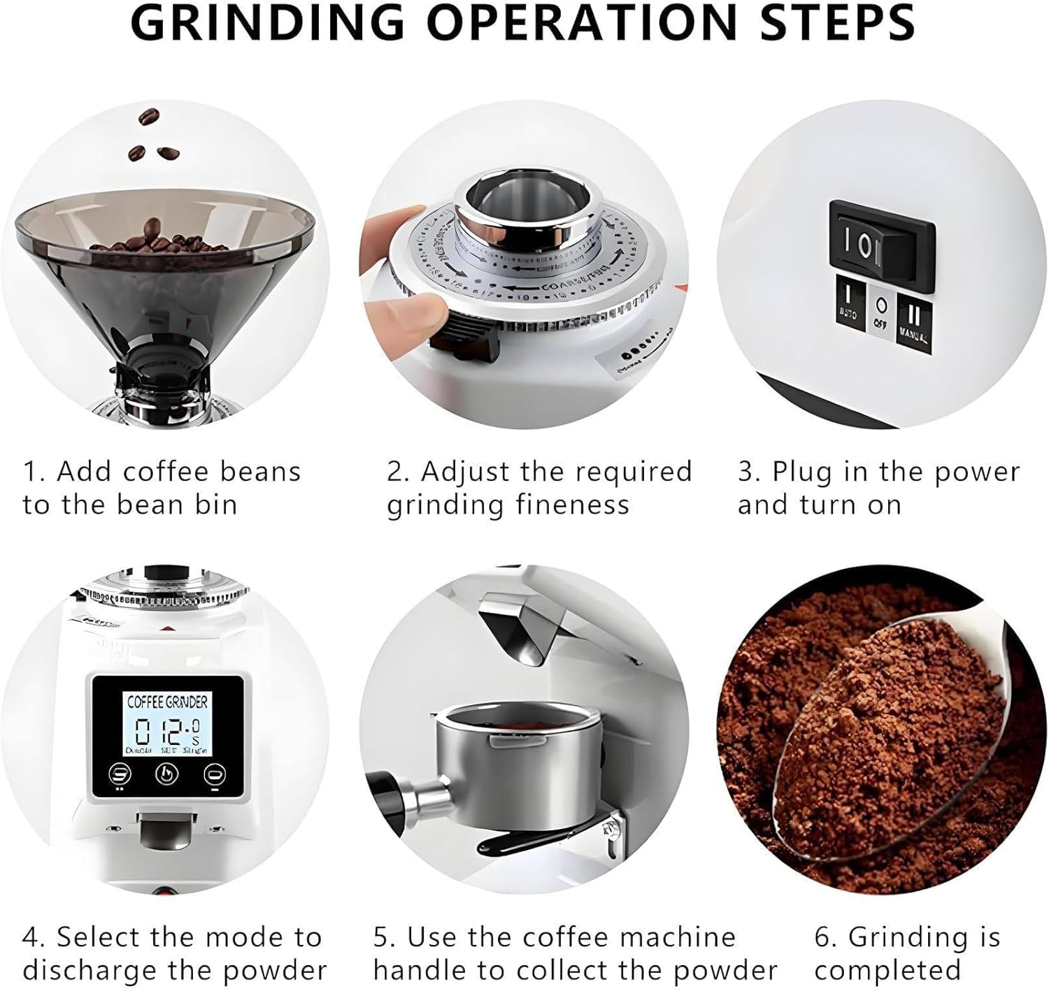 Molinillo de café eléctrico Comercial con 19 ajustes Regulables: molienda con muelas Planas, Control táctil y Pantalla Digital para Espresso y Uso doméstico. (Black)