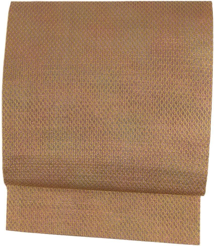 袋帯 正絹 全通 茶 着物 紬 リボン織 仕立て上がり カジュアル お洒落 No.i6-1943