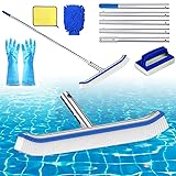 43CM Pool Reinigungsbürste,Poolbürste, Pool Bürste mit Gebogenen Enden,mit Längenverstellbarer Aluminiumstange