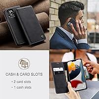 Vista 6 de SINIANL Funda de piel tipo cartera para iPhone 13 Pro Max, funda plegable con soporte magnético, ranura para tarjetas, funda protectora para iPhone