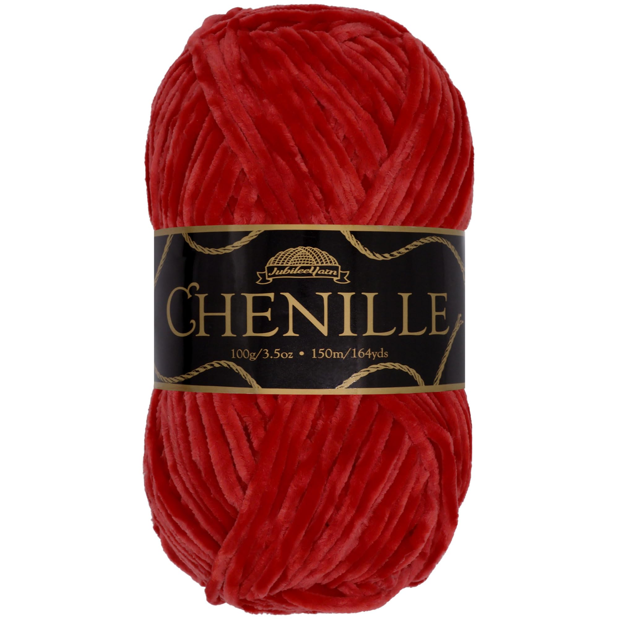 JubileeYarn Chenille Yarn - Worsted Weight - 100g/Skein - Dragonstone - Crimson Blood Red Velvet - Crochet and Knitting Yarn - 1 Skein