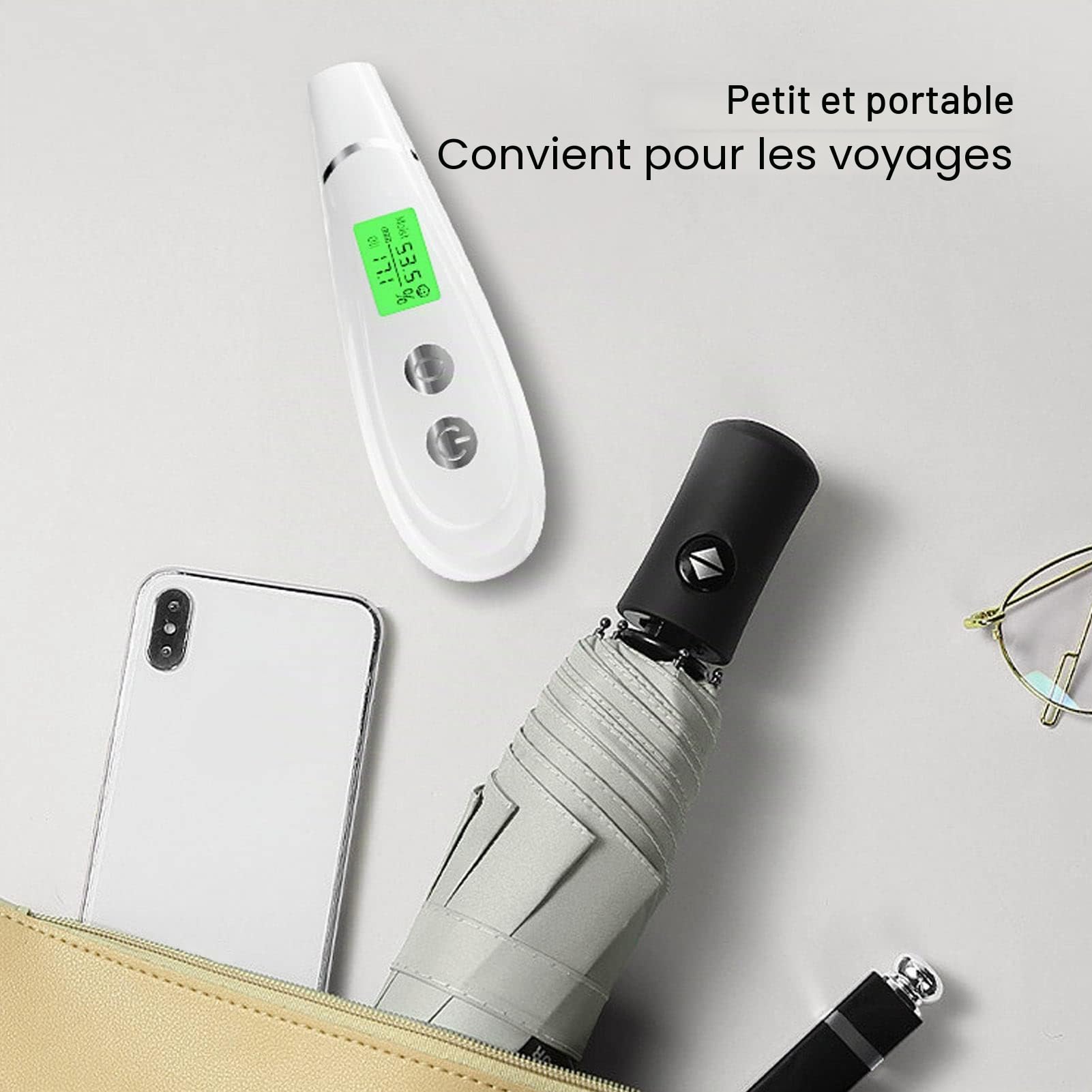 Analyseur de Peau Testeur d'Humidité Faciale Détecteur de Sécheresse Cutanée Mesureur d'Hydratation Blanc 150 caractères