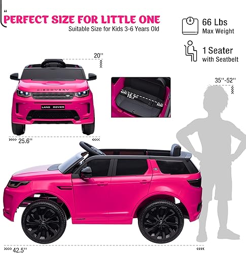 Miniatura 6 de JOINATRE Auto Land Rover con licencia de 12 V, auto alimentado por batería con control remoto para padres, bocina de luz LED, música, vehículo
