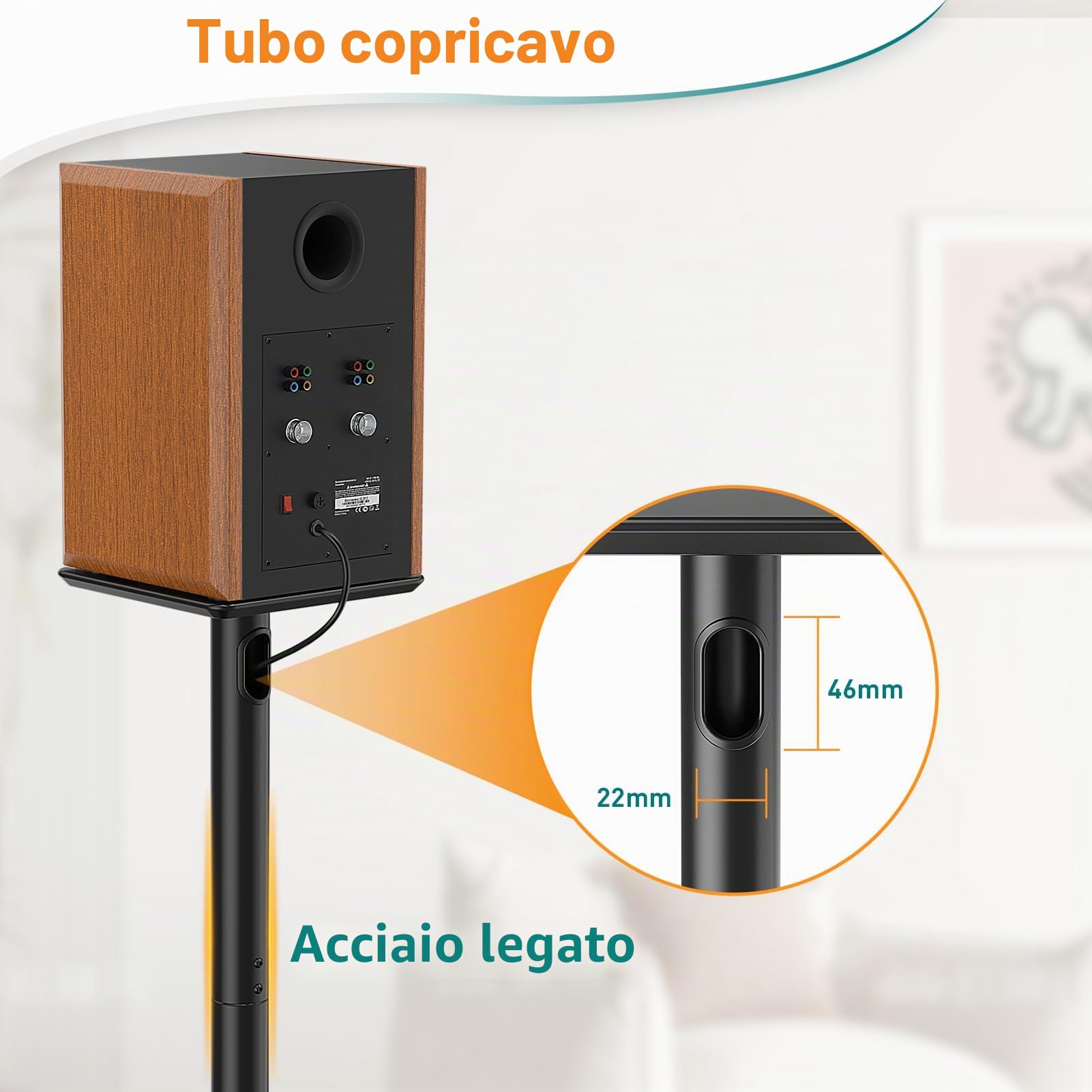 ELIVED Supporto altoparlante 808mm base vetro 10kg per Teufel JBL Sony