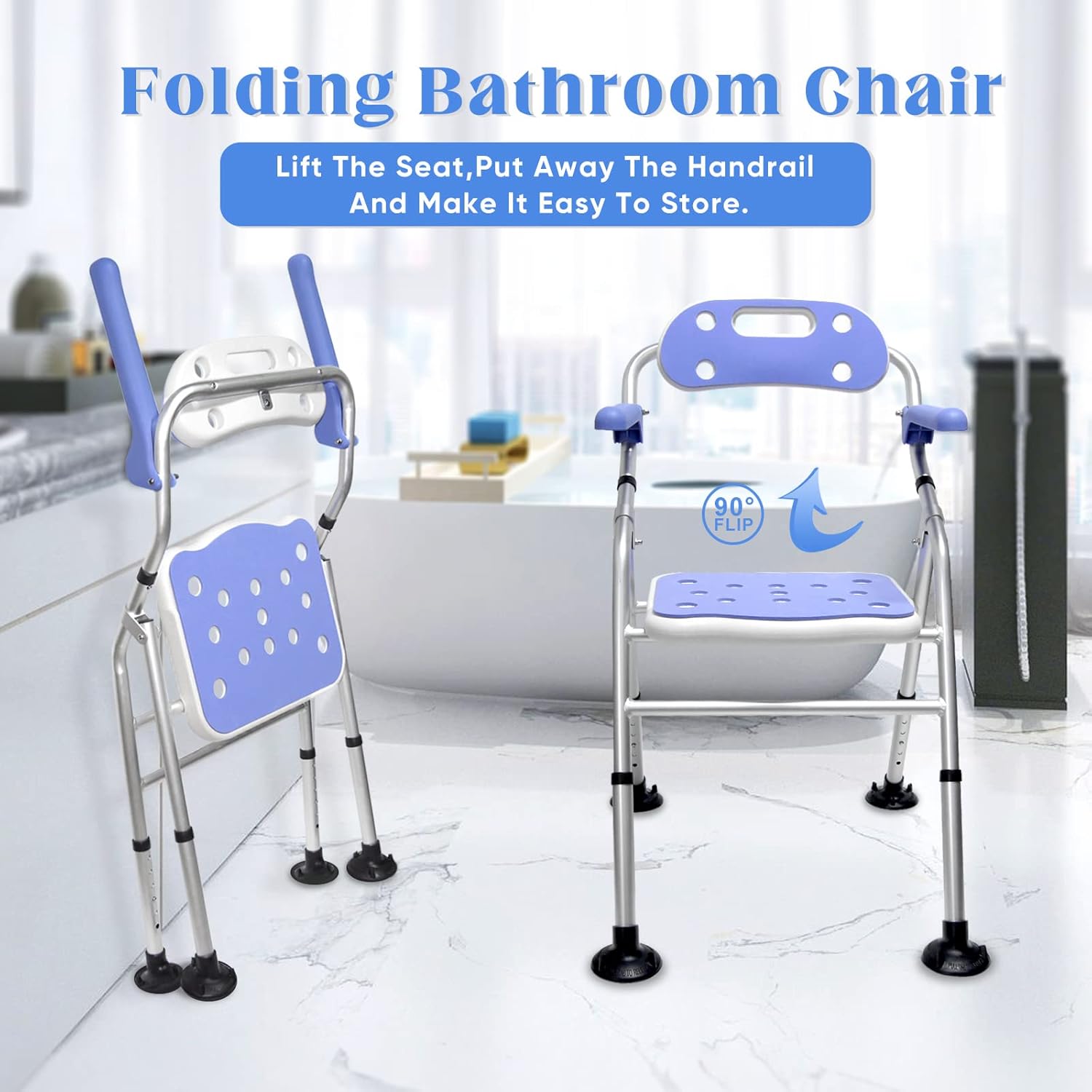 Buy Bcareself Foldable Shower Seat Folding Bath Chair with Arms Heavy