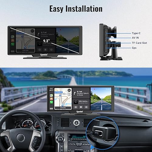 Miniatura 8 de CarPlay y Android Auto con cámara de tablero 4K, cámara de respaldo 1080P, pantalla táctil HD de 9.3 pulgadas con Bluetooth, FM/AUX