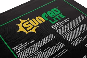 SUNPACK SunPad Lite 45W Seedling Heating Mat, Black, 20.75in x 20.75in - Made for Propagating Seedlings and Cuttings, Ideal for Greenhouses and Indoor Gardening