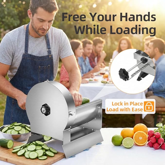 Cortador Comercial de Verduras 2 en 1 Eléctrico y Manual, Ajustable 0-13mm miniatura 3