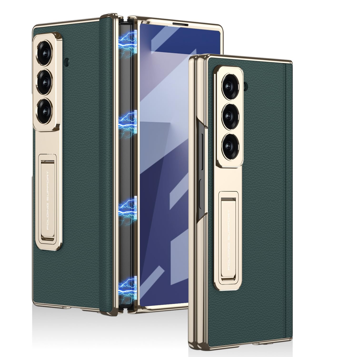 Coque Samsung Galaxy Z Fold 7 étui protection charnière magnétique housse cuir vert - 8