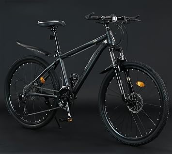 Mountain Bike, Cross Bicycle, 24 / 26 / 27.5 Inches, 21 / 24 / 27 / 30 Speed Shifters, Ultra High Carbon Steel Frame, Front and Rear Disc Brakes, Cool, Manual Lockout, Perfect for Commuting to