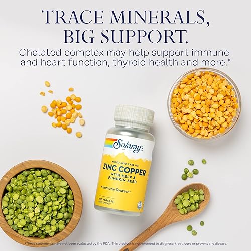 Miniatura 3 de Solaray Quelatos de aminoácidos de cobre y zinc soporte celular saludable corazón y función tiroidea vegano 100 unidades 100 porciones
