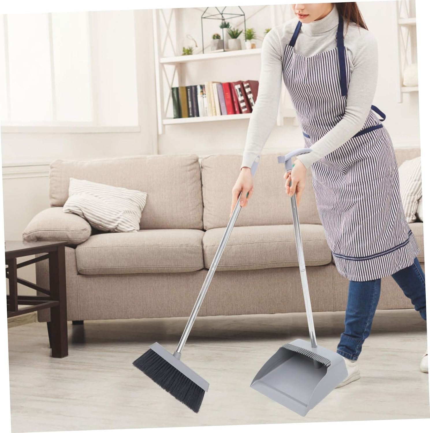 Soft Bristle Broom and Dustpan Combo Durable Cleaning Tool for Home Office Long Handle for Easy Sweeping Style for Versatile Use