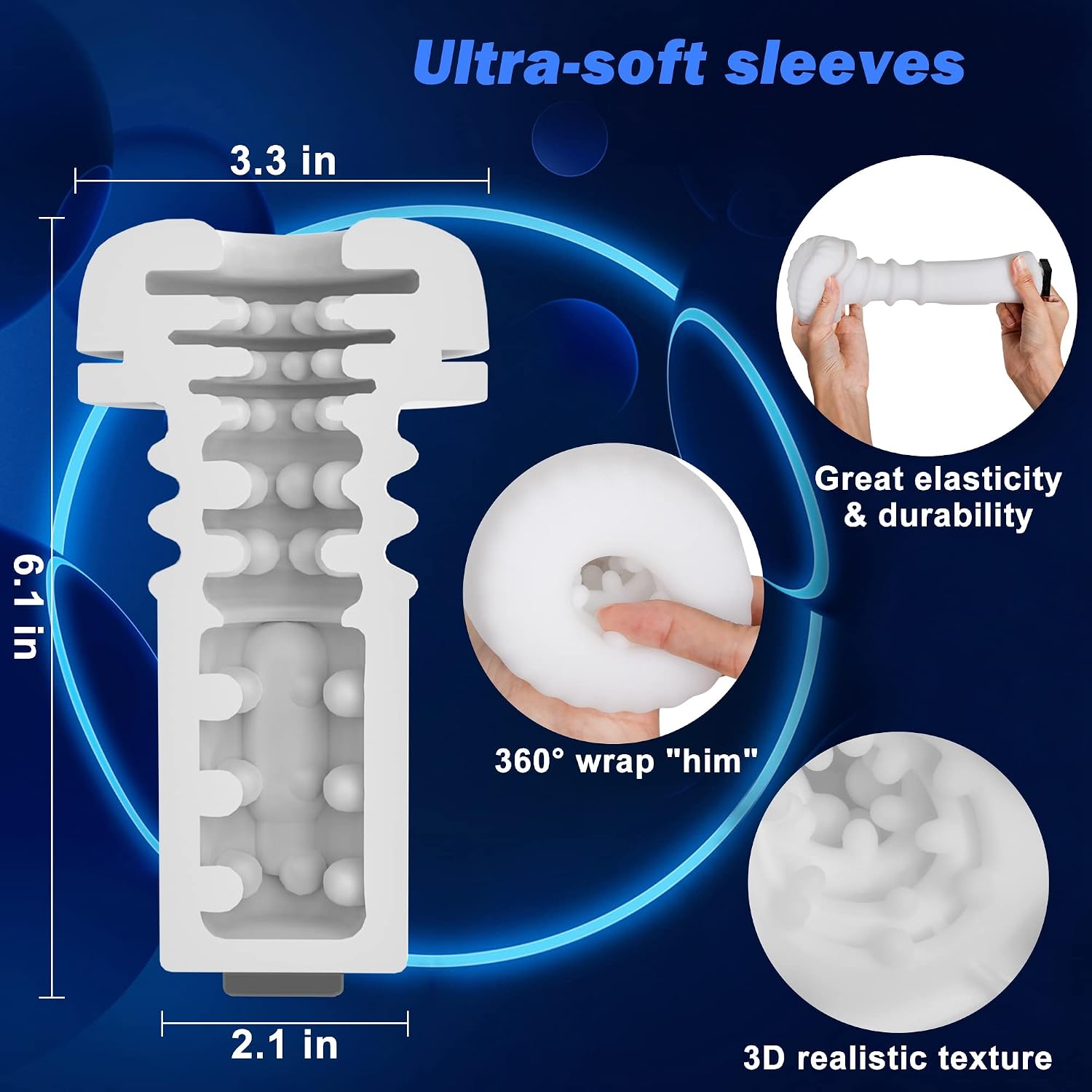 Automatic Male Masturbator with One-Click Burst, 5 Thrusting & Vibration Modes Acvioo Pocket Pussy Strokers Realistic Ultra-Soft Textured Sleeves for Blowjob Adult Sex Toys for Men(White)