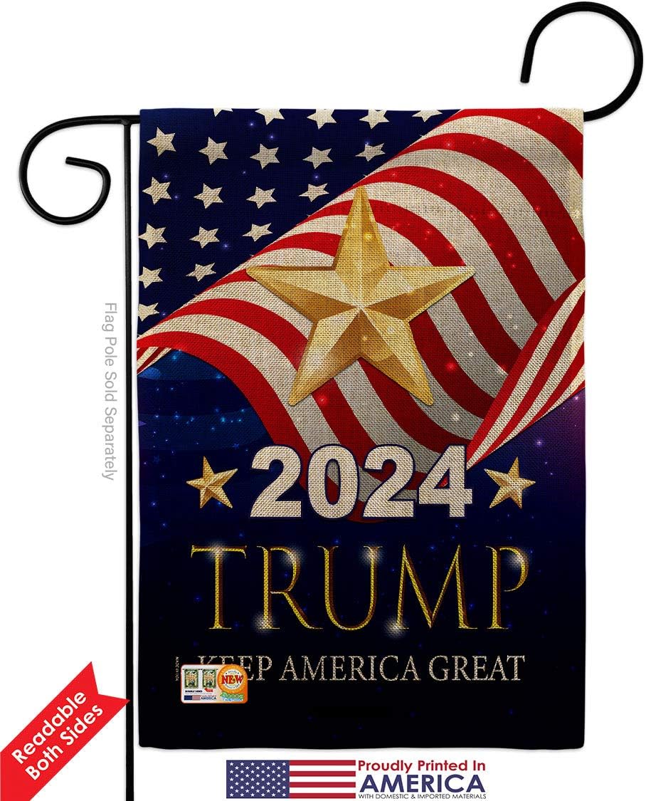 2024 Trump Keep America Great Burlap Burlap Garden Flag Americana Political President Democrat Republican Tea Party United State American Election Small Gift Yard House Banner Double-Sided 13 X 18.5