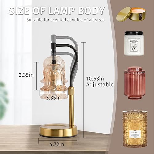 Miniatura 3 de NUODIFAN Lámpara calentadora de velas, calentador eléctrico de cera derretida con temporizador y regulable, altura ajustable compatible con velas de