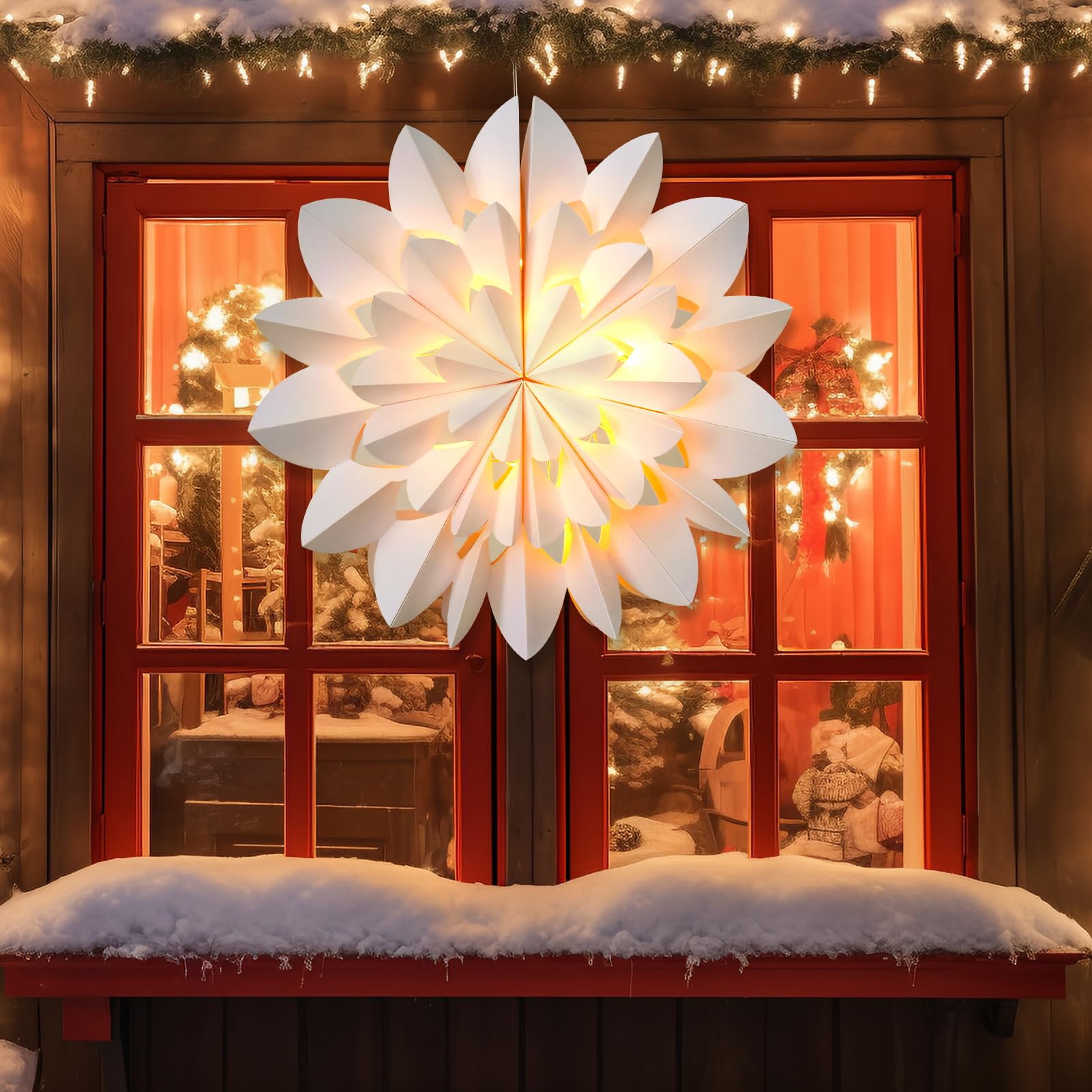 Mobestech 3er-Set LED-Papiersterne Als Lampe – 35 Cm Große Faltsterne Für Weihnachtsbaum, Fenster & Deko
