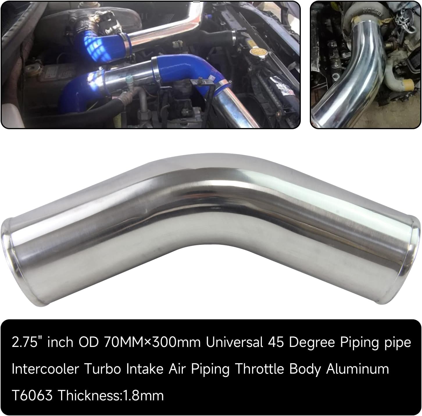 Universal 2.75" 45 Degree Aluminum Turbo Intercooler Pipe