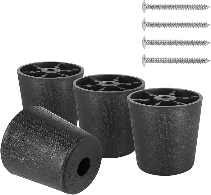 Masendelk 2 inch Black Plastic Furniture Legs, Screwin