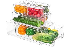 Moretoes 7pcs Stackable Fridge Drawers | Clear Fridge Storage Organizer with Lid