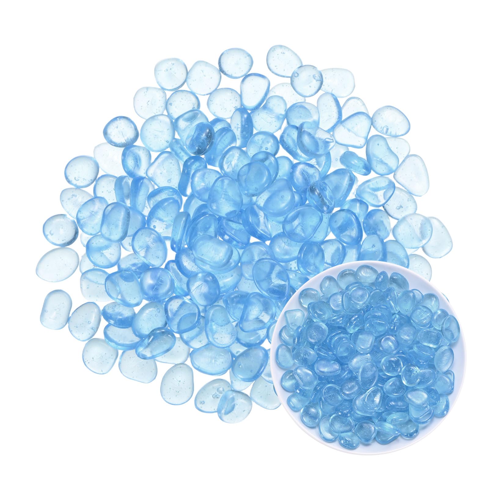 M METERXITY 100-Pack Sparkling Glow in the Dark Rocks, 0.79" Resin Outdoor Garden Decorations Luminous Pebbles Stones for Garden Plants/Aquarium/Backyard Path, Aquarium Gravel [Light Blue]