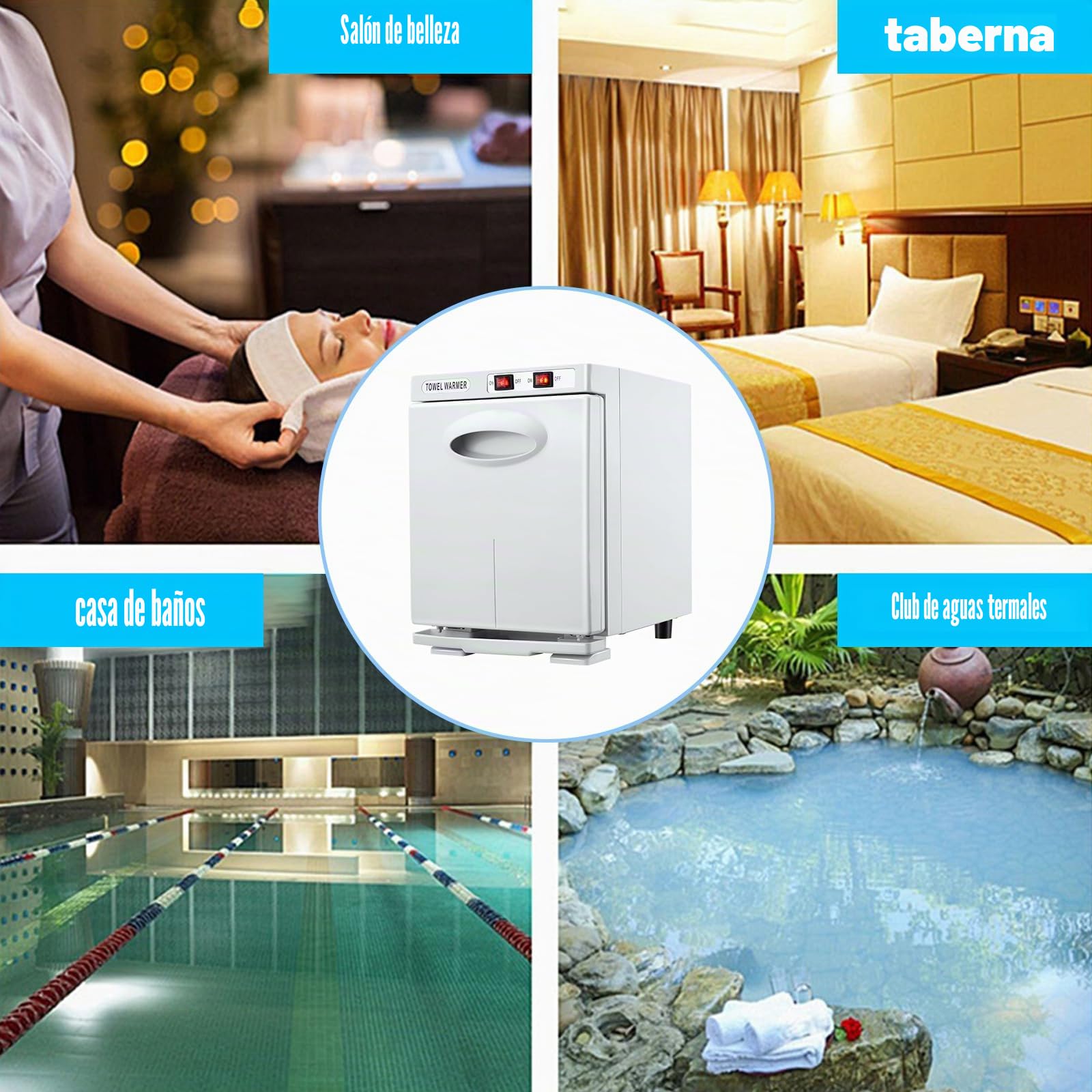 Calentador de toallas dos en uno, calentador de toallas con masaje UV, cabina de desinfección UV para manicura, calentador de toallas caliente de 5 l, secador de toallas para el hogar, spa,