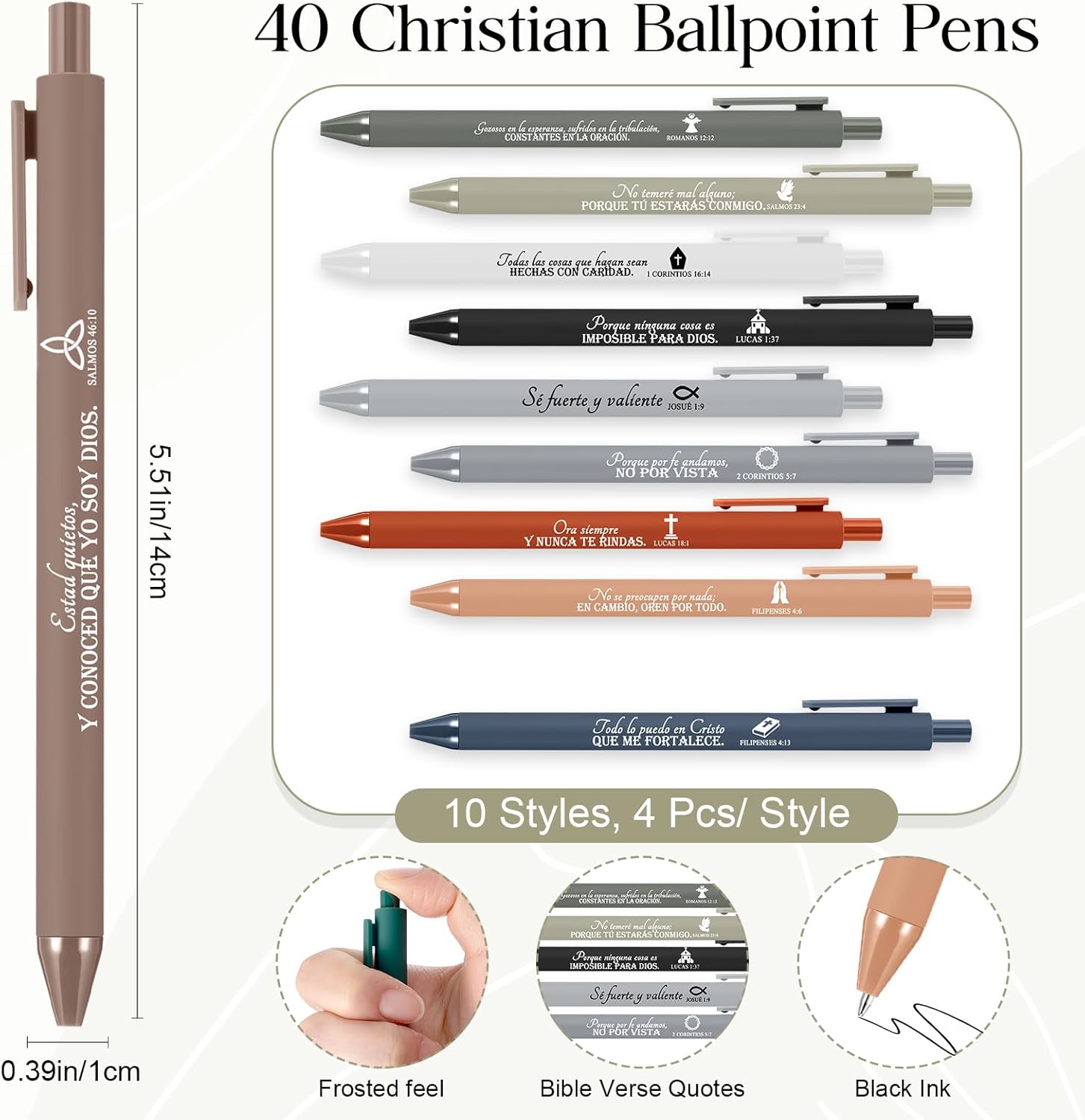 Kosiz 80 Pcs Spanish Christian Gifts for Bible Verse Notepads Ballpoint Pens Mini Scripture Notebook Inspirational Easter Christian Gifts for Women Men(Fresh Colors) - Image 2