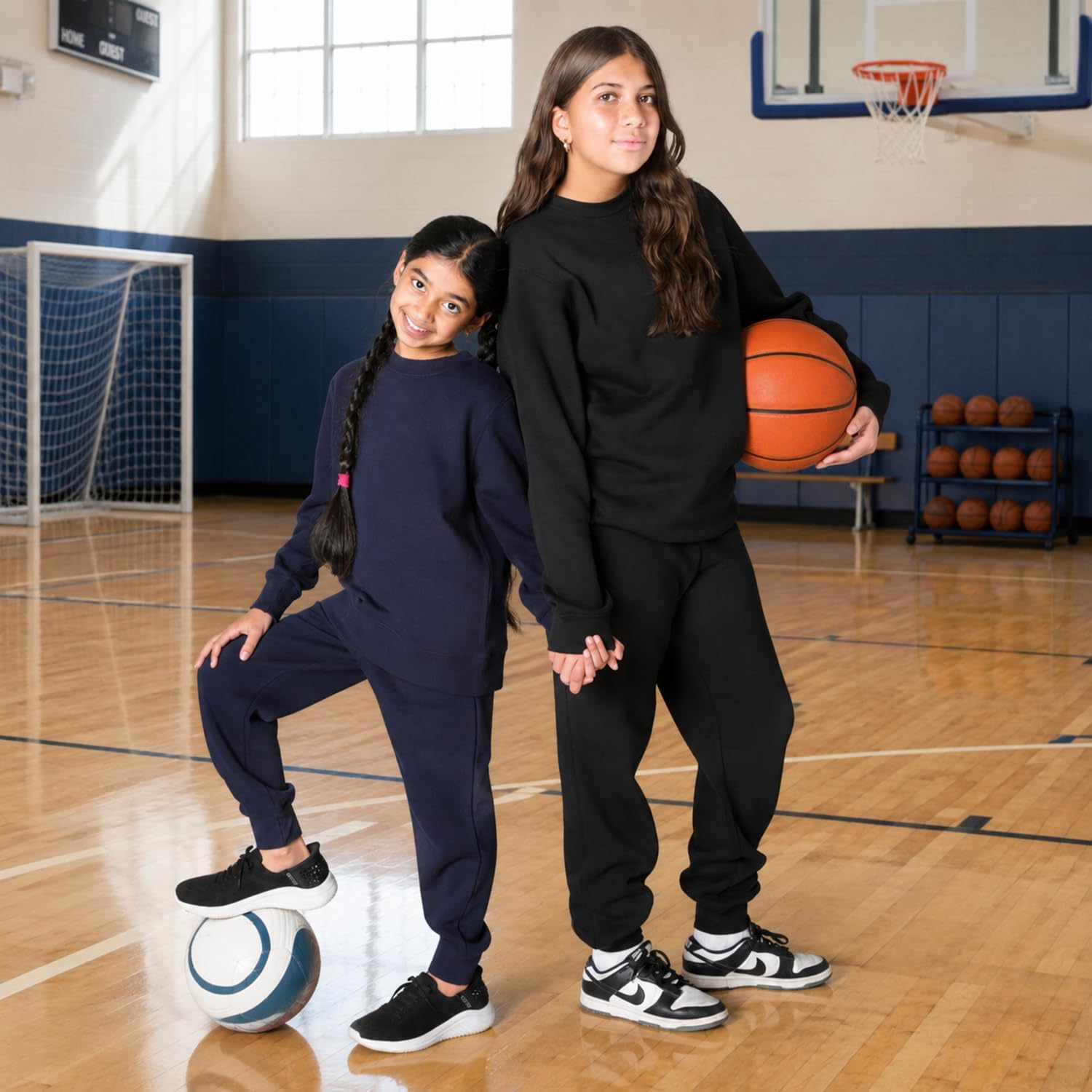 EVERYDAY KIDS Girls’ Fleece Crewneck Sweatshirt; Girl’s Long Sleeve Pullover Shirt - Soft and Breathable Cotton/Poly Blend
