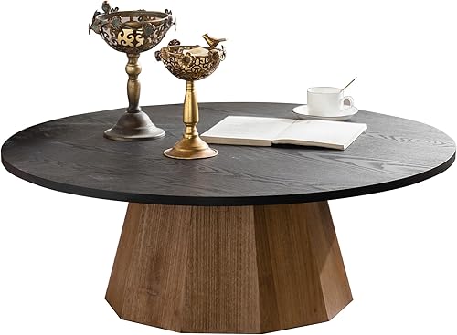 Vista 8 de GDFStudio Mesa auxiliar redonda moderna de mediados de siglo, mesa de centro circular con diseño de árbol para sala de estar, oficina, apartamento