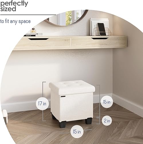 Miniatura 45 de Otomana plegable para dormitorio o sala de estar, con contenedores de almacenamiento, reposapiés para el extremo de la cama, soporta hasta 660 lb,